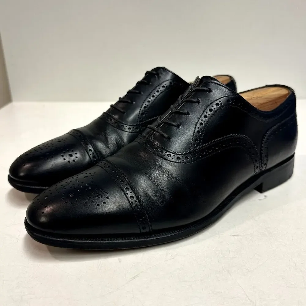 VERY GOOD Alfred Sargent x Brooks Brothers Oxford Cap Toe Bal Black Calf 9